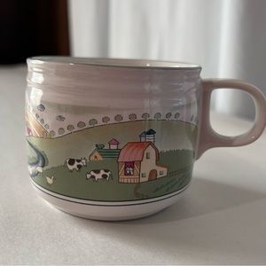 Home beautiful homecoming rolling hills white,green farm house cows stoneware